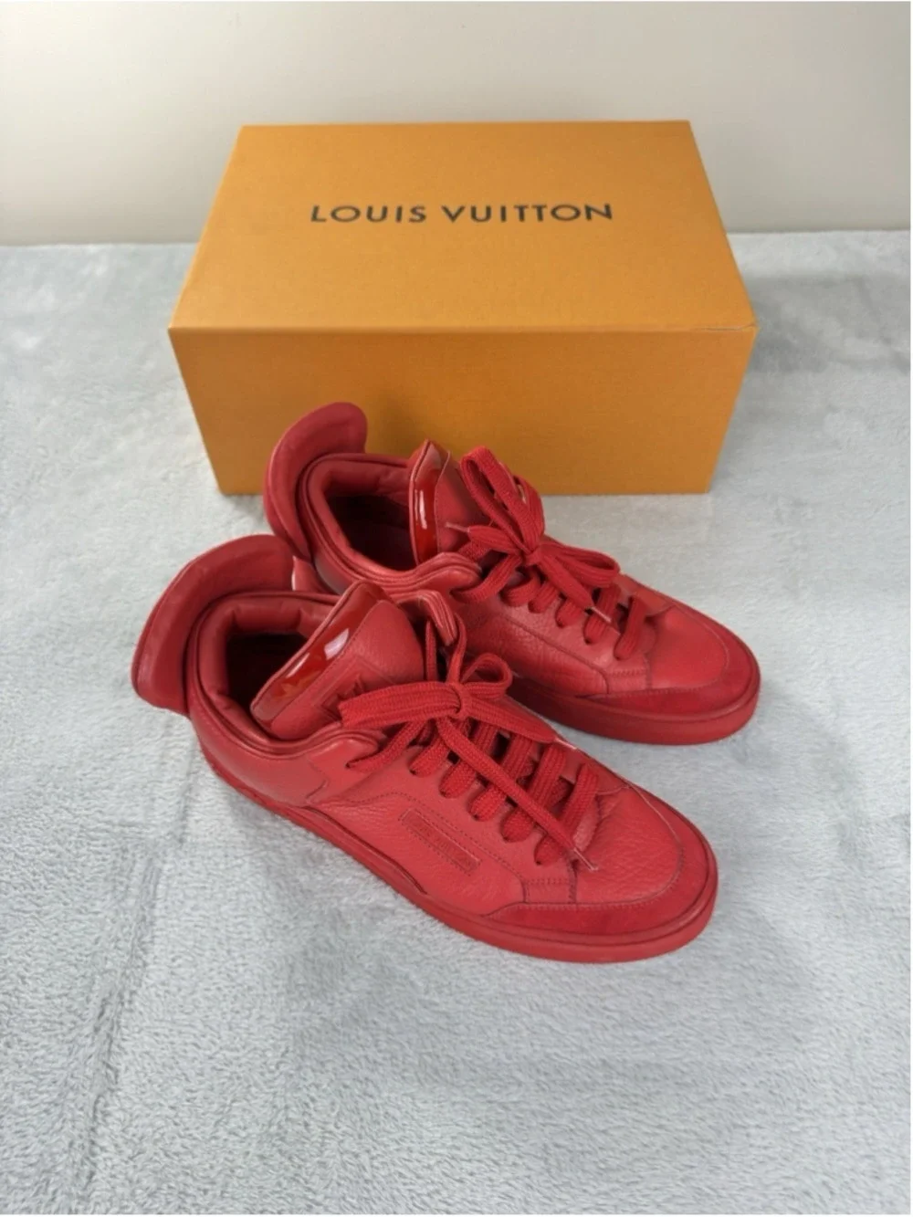 Louis Vuitton Men Sz 7.5 US/6.5 LV Kanye West Don Red Leather Sneakers Complete